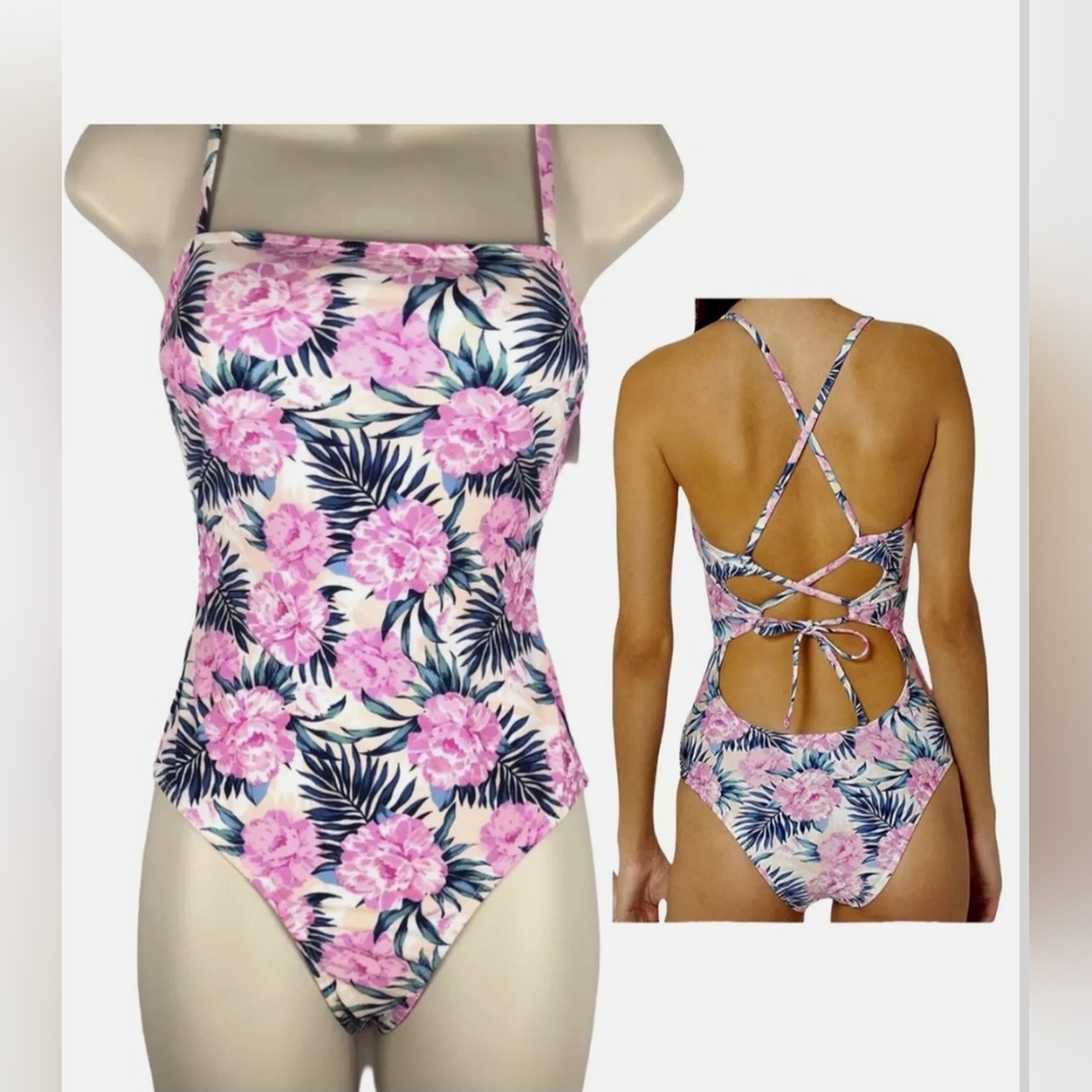 ⭐️NWOT Hot Water Hawaiian Floral One Piece Swimsuit Sz L